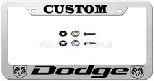 License Plate Frame Stainless Steel Chrome Plated Vinyl Lettering For Dodge