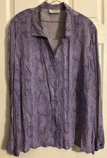 Gianni Woman 22 Purple Snakeskin Long Sleeve Button Up Blouse Top USA Made
