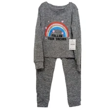 NWT Vigoss Girls Size 5 Joggers Set Long Sleeve Gray Rainbow Follow Your Dreams