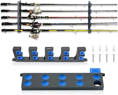 Wall Mount Fishing Rod Holder Rack for Garage Holds 10 Rods