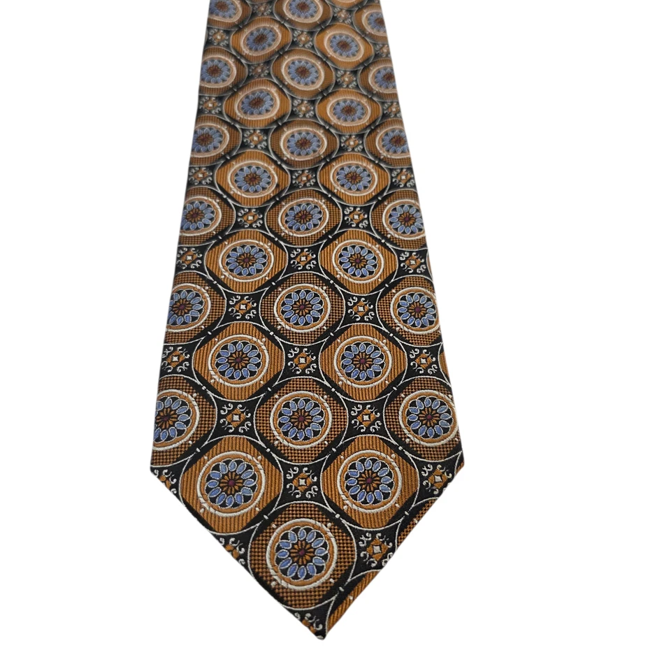 Corbata Jos A Bank Signature Collection Para Hombre 7 Pliegues Naranja Negro Seda Floral Foto 2 de 4