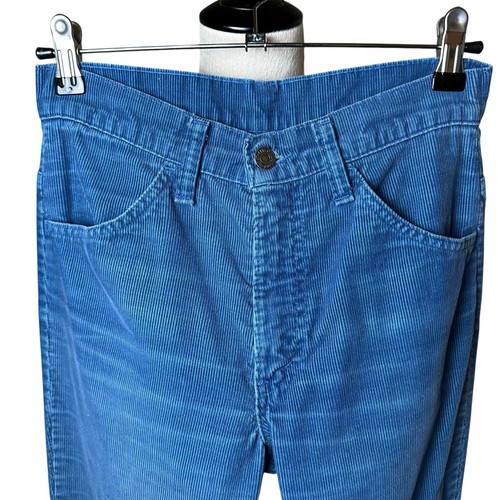 70s Vintage Levi's Blue Corduroy High Rise Flare Pants | Talon Zip Boho Western by Levi's, $49.99 - Photo 3