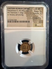 Theodosius II AV Solidus Gold Roman Coin 402-450 AD - Certified NGC Choice Fine