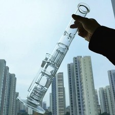 16in Tall Glass Bong Big Straight Honeycomb Birdcage Glass Hookah Pipe 18mm Bowl