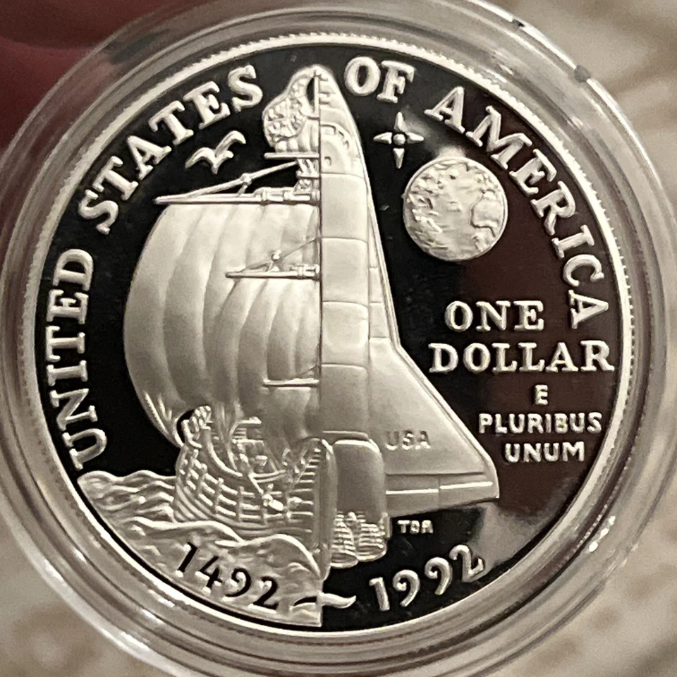 1992  P  COLUMBUS PROOF   Commemorative Silver Dollar - Image 2 of 2