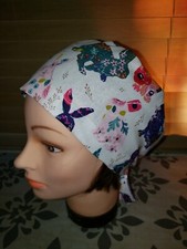 Medical Surgical Scrub Hat Cap Handmade Lightweight EASTER Floral BUNNY