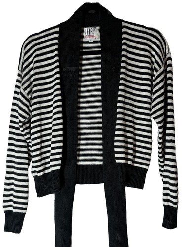 90s Fia Italia Striped Wrap Cardigan Black and White Ballet Core Y2K 2000s Italy - Bild 1 von 5