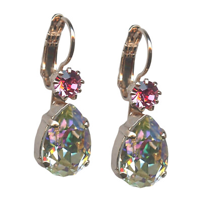 Mariana Earrings Shimmering Luminous Green & Rose Austrian Crystals My Treasu...