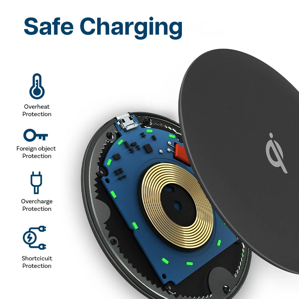 Wireless Charger 15W Qi Charging - Wireless Charging Pad Fast Charger - Schwarz - Bild 2 von 4
