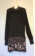Free People Black Waffle Knit Opposites Attract Tunic Dress Small