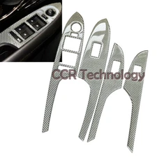 Real Carbon Fiber Silver Door Window Switch Panel Trim Cover Fits 13-18 ATS 4D