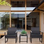 3 Piece Black Cushion Resin Wicker Patio Bistro Set Outdoor Seating Furniture