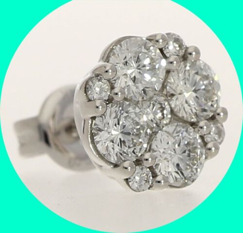 Diamond Cluster SINGLE Stud Earring .70CT 14K White Gold ½ Pair!