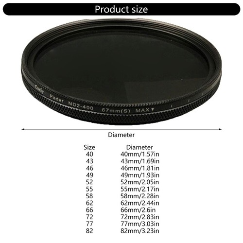 40/43/46/49/52/55/58/62/66/72/77/82mm ND Filter ND2-ND400 Variable ND Fader - Picture 8 of 20