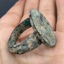 Interesting ancient Roman coin bronze king face rare ring #472