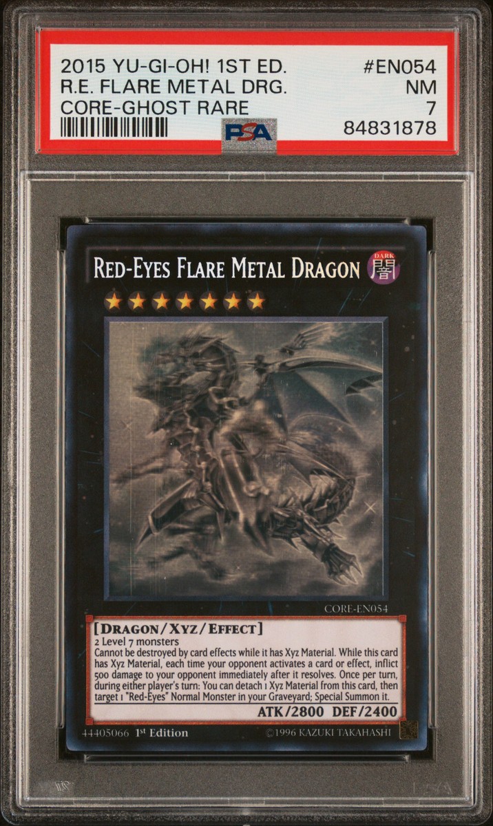 YUGIOH 1ST CORE-EN054 RED-EYES FLARE METAL DRAGON GHOST RARE PSA