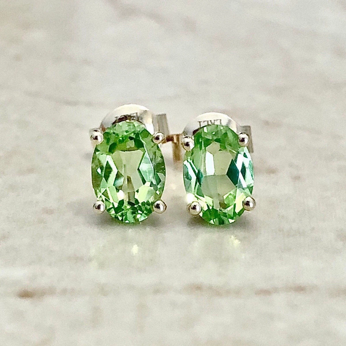 Peridot Silver Stud Earrings - Genuine Gemstone! // Tiny Rituals