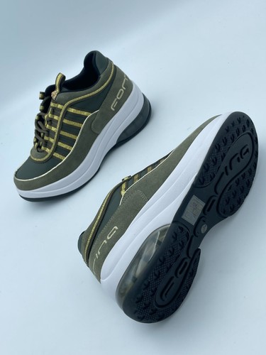 Scarpe sneakers donna FORNARINA up army black gold zeppa - Imagen 4 de 7