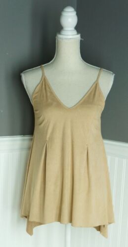 AIDEN Y Size Small Suede Tan Tank Top Sleeveless