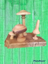 Plateau de décoration, champignons en bois tourné à la main