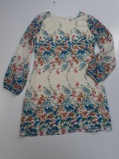 YARNI Shift Dress Women UK14 Blue White Floral Print Summer