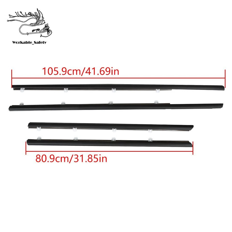 Cinturón de sellado de moldura de ventana resistente al clima 4 piezas para Honda Civic Sedán 2012-2015 Foto 2 de 4