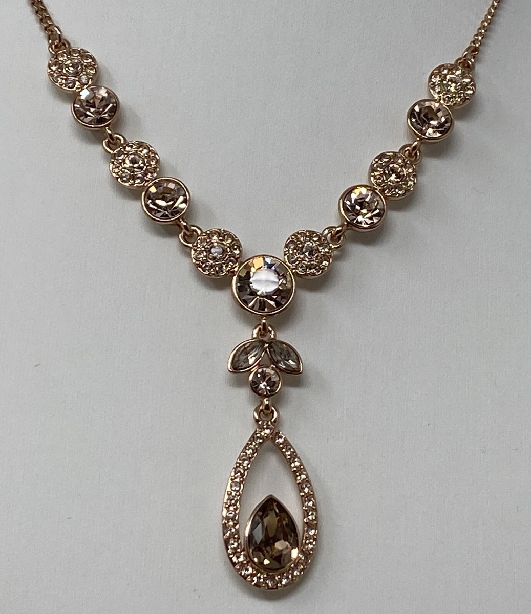 Givenchy Rose Gold Tone Sparkly Crystal Pear Teardrop