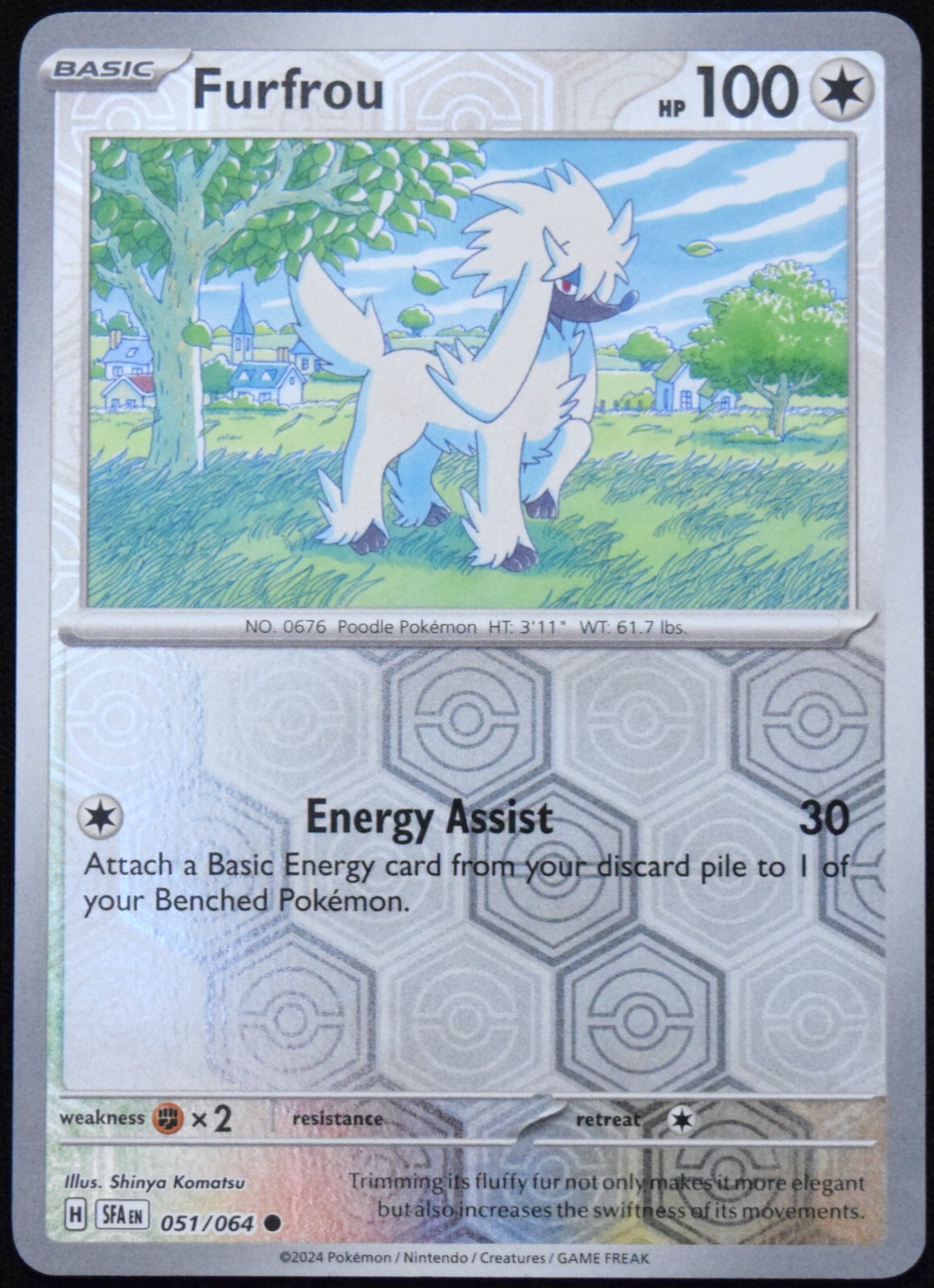 Pokemon TCG Furfrou 051/064 2024 Shrouded Fable Reverse Holo Common Card - NM
