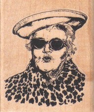Red Hat Lady Puckering Up 2 1/4 x 2 1/2" Rubber Stamp, Woman Stamp, Lady Stamp