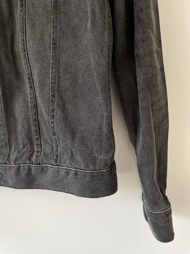 Allsaints “Baton” Washed Black Distressed Denim Jacket Corduroy Collar Medium - Picture 9 of 14