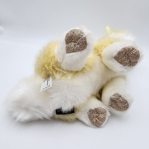 FAO Schwarz Kitty Cat Plush Stuffed Animal Glitter Yellow White Sitting Pose 10" - Picture 7 of 9