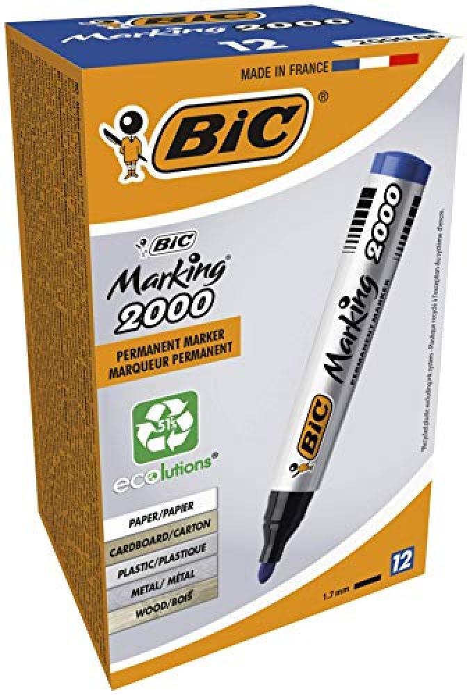 BIC Marking 2000 ECOlutions Indelebili Con Punta Media Tonda - Blu, Confezione D