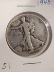 1945 Walking Liberty Silver Half Dollar 50 Cent Coin Circulated Ungraded