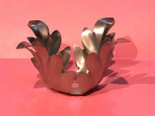 NEW 4 Petal/leaf 2-1/2"h, 4"dia Raw Steel Bobeche HUSK CANDLE CUP 