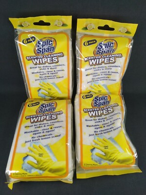 4 Spic And Span Scented Lemon Cleaning Towels Packs of 6 New Sealed 24 Total 