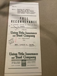 1939 Calif. Reconveyance Document from Union Title