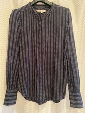 NWT 60 LOFT Ann Taylor Blue Striped Long Sleeves Button Shirt S Small Rayon