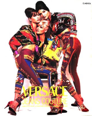 1991 VERSACE Original Vintage Print Ad Jeans Couture Fashion