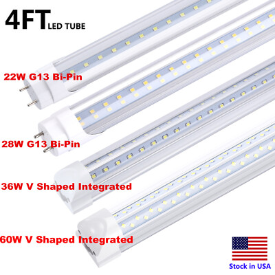 4FT T8 LED Tube Light Bulbs 22W G13 Bi-Pin Bulbs 36W 60W 4' LED Shop Light Bulbs