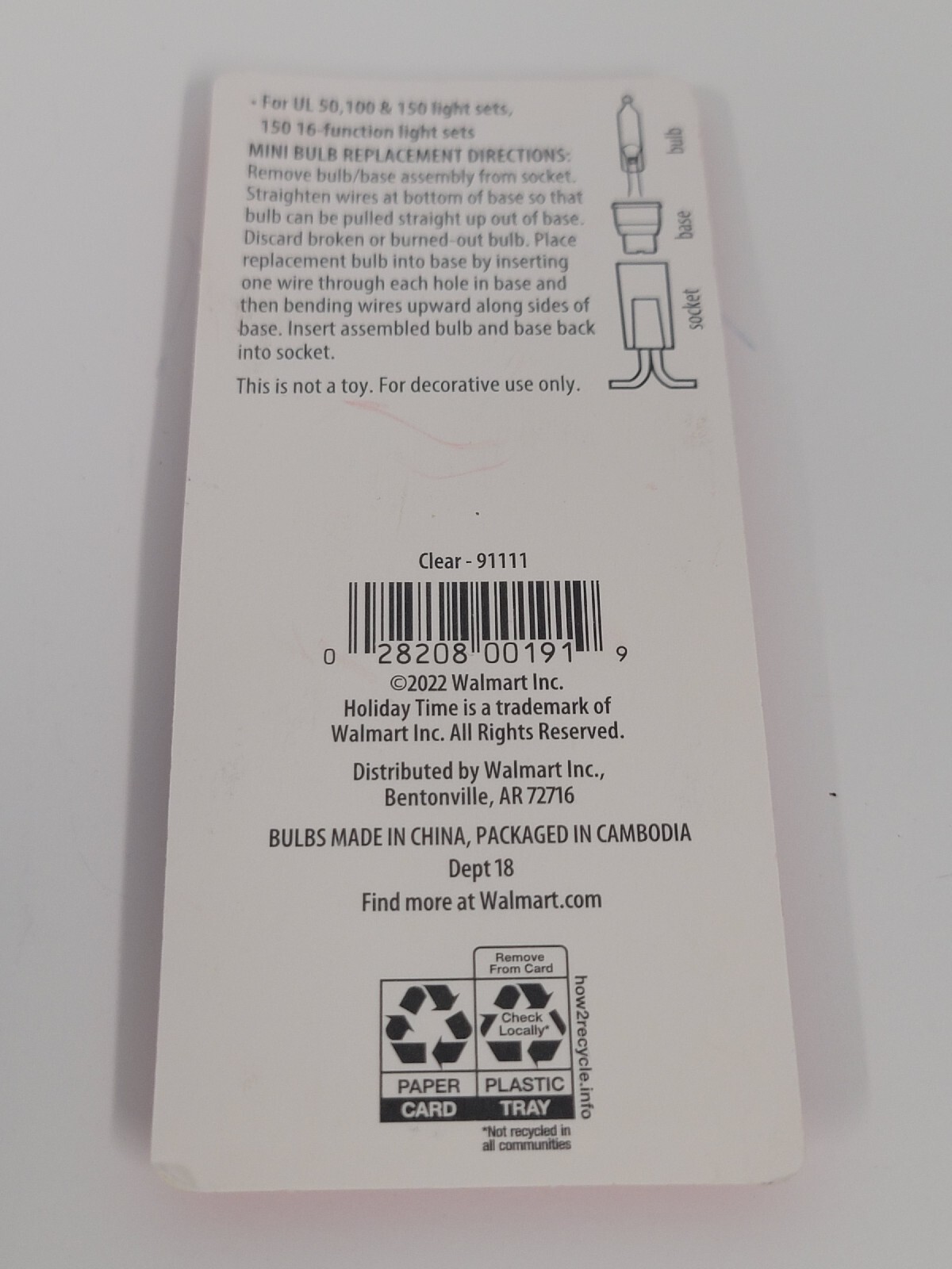 2.5 volt Christmas Light Bulbs Clear Mini for 50 100 150 Light Strings 1 pack 10