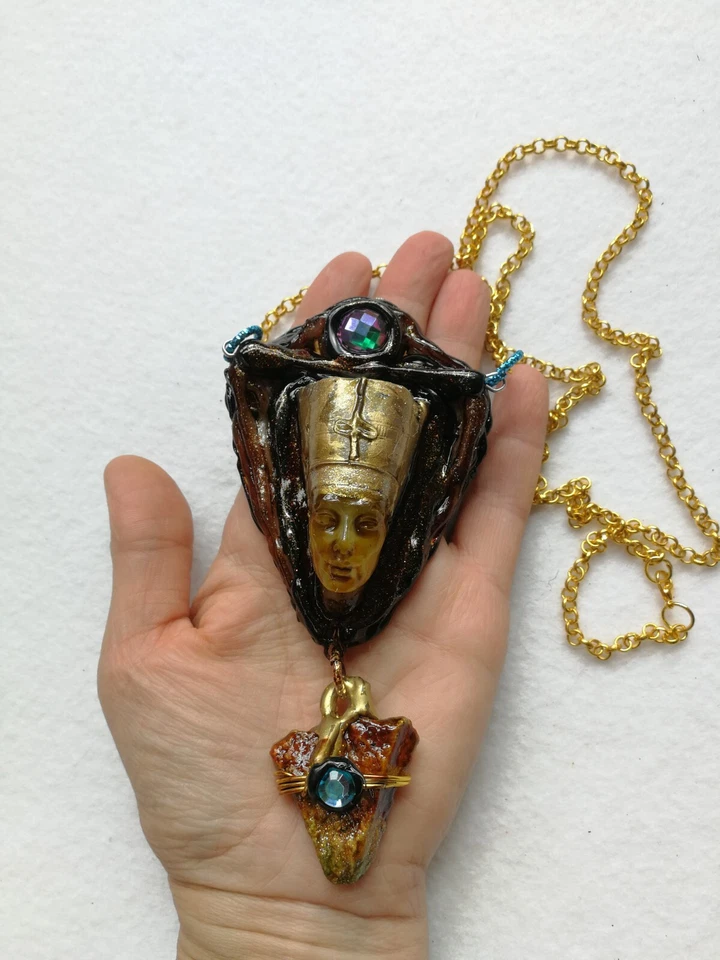 Талисман удачи египетский кулон Нефертити ювелирные изделия старинный волшебный камень амулет - Изображение 3 из 4