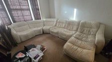 Italian Leather Zara 7 Seater Modular Corner Sofa + Chaise & Armchair