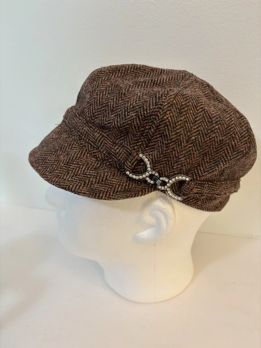 New ? Scala Pronto wool blend tweed bucket news boy cap hat Scala Pronto Brown Tweed Wool Blend Newsboy Cap Circle  main image 3
