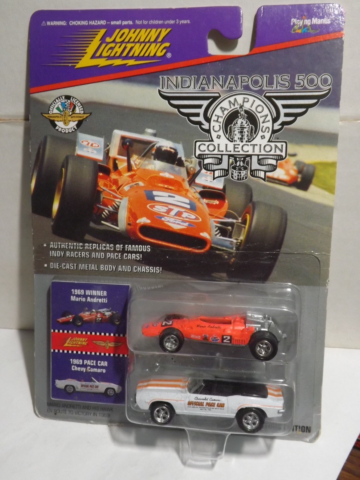 Johnny Lightning Indianapolis 500 1969 Winner Mario Andretti & 1969 Chevy Camaro