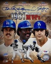 Ron Cey,Pedro Guerrero, Steve Yeager Signed 8x10 1981 WS MVPS Dodgers Photo PSA