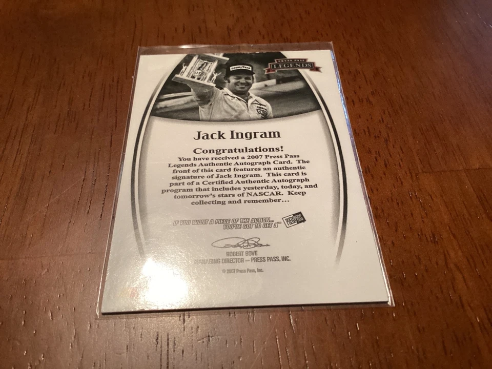 2007 PRESS PASS LEGENDS AUTO BLUE JACK INGRAM 105/655 - Image 2 of 2