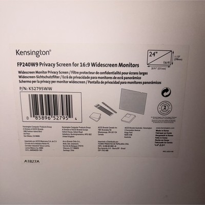 Kensington Privacy Screen 24'' 16:9 Universal Monitor KS2795WW Clear