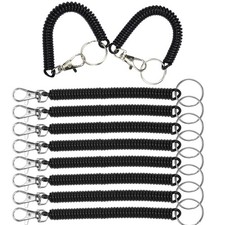 10 Pack Retractable Coil Springs Keychain Coil Cord Key Chain Holder Lanyard ...