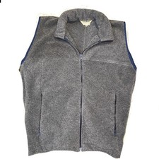LL Bean Vintage XL Zip Front Sleeveless Fleece Vest Gray Side Pockets