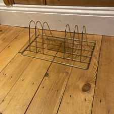 Vintage Retro Mid Century LP Vinyl Records Rack Gold Stand Metal Atomic storage